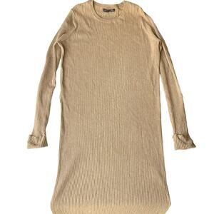 Black Tape_ Women’s Long Sleeve Stretchy Body Con Midi Dress size XL,Solid Beige